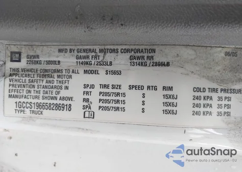 2005 Chevrolet Colorado Fleet from USA, damaged, VIN 1GCCS196658286918